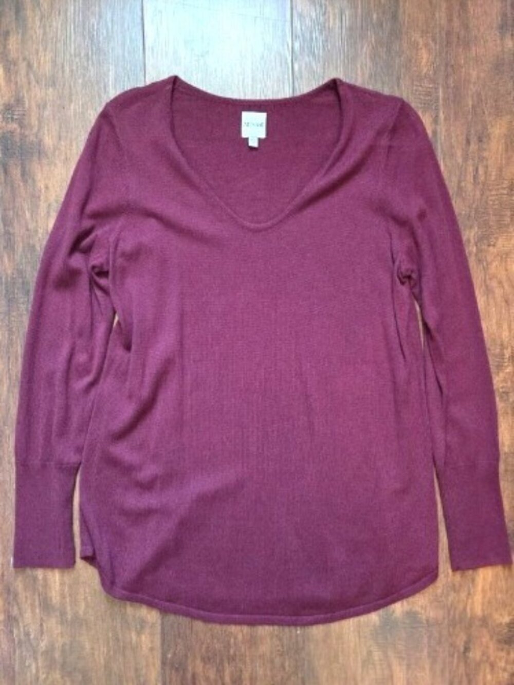 NIC+ZOE Burgundy Vital V-Neck Sweater Small Maroon - Picture 2 of 10